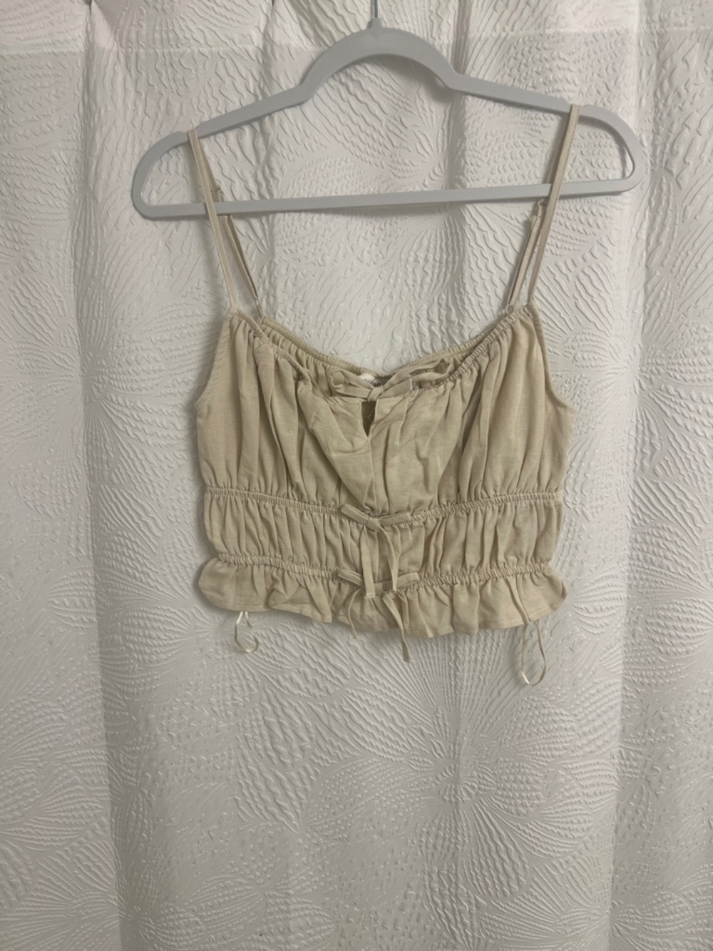 Cream Ruched Drawstring Cami Top - Picture 3 of 8